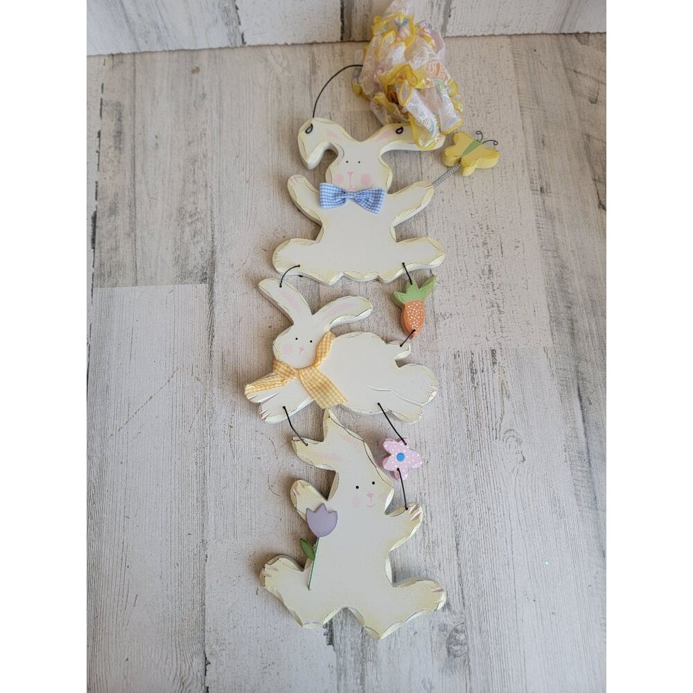 Easter Bunny flower rabbit hanging butterfly sign wall‎ decor